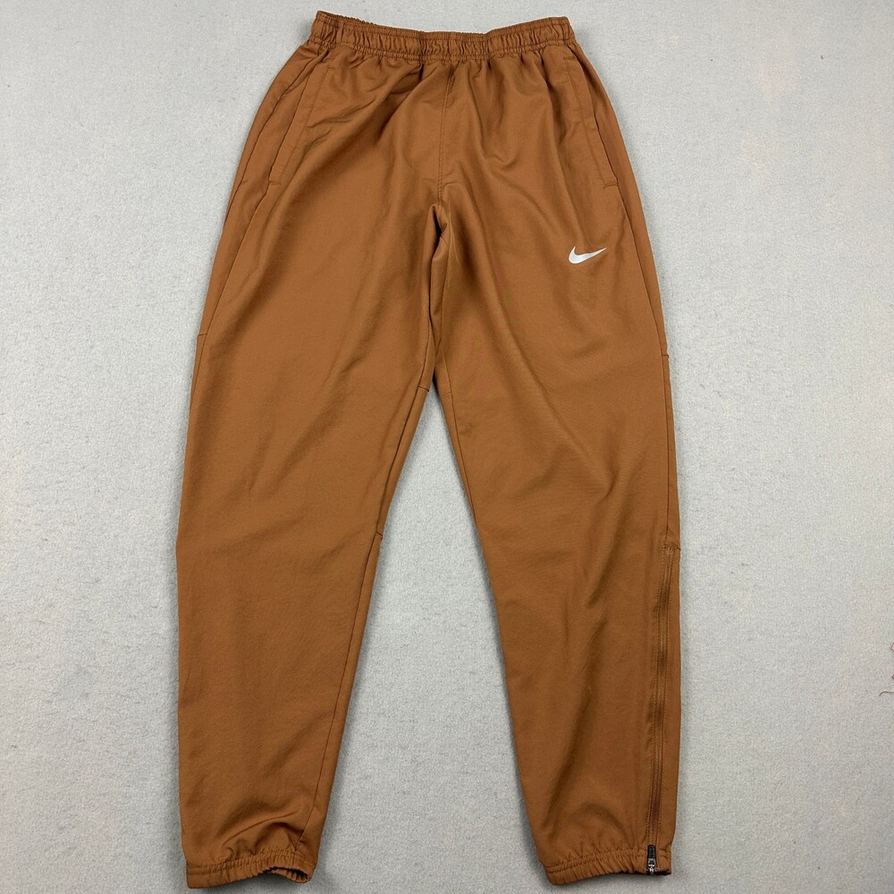 Nike Track Pants Men Small Ale Brown Zip Ankle Swoosh Sustainable Training S